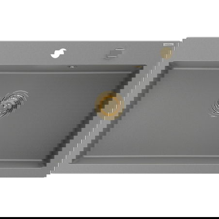 Mexen Elix évier en granit 1-bac 800 x 500 mm, gris, siphon doré - 6527801005-71-G