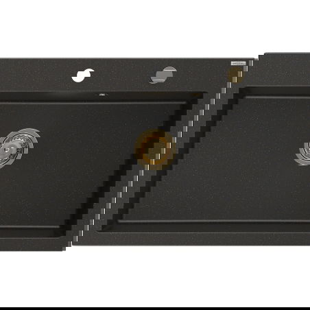 Mexen Elix évier en granit 1 bac 800 x 500 mm, noir/or métallisé, siphon doré - 6527801005-75-G