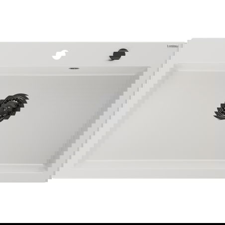 Mexen Elix évier en granit 1 bac 800 x 500 mm, blanc, siphon noir - 6527801005-20-B