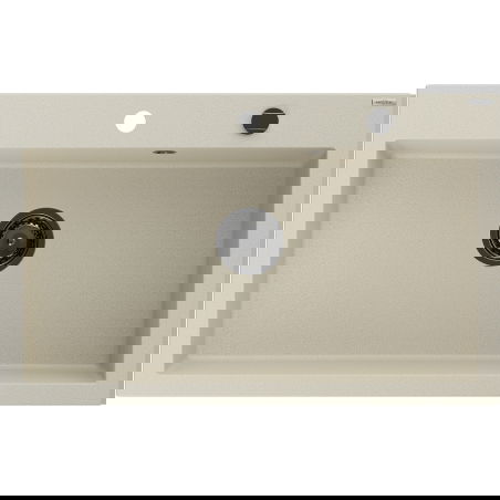 Mexen Elix évier en granit 1-bac 800 x 500 mm, beige, siphon noir - 6527801005-69-B