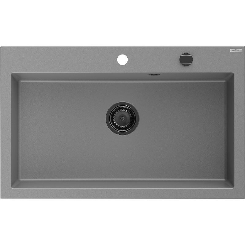 Évier en granit Mexen Elix 1 bac 800 x 500 mm, gris, siphon noir - 6527801005-71-B
