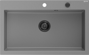 Mexen Elix évier en granit 1 bac 800 x 500 mm, gris, siphon noir - 6527801005-71-B