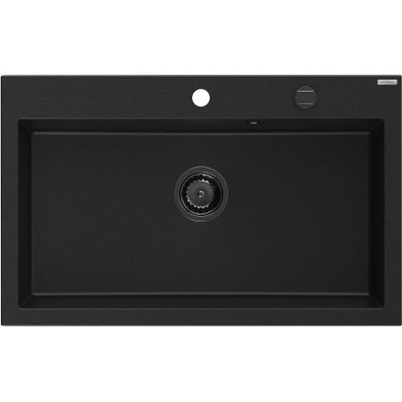 Mexen Elix évier en granit 1 bac 800 x 500 mm, noir, siphon noir - 6527801005-77-B