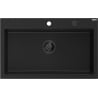 Mexen Elix évier en granit 1 bac 800 x 500 mm, noir, siphon noir - 6527801005-77-B