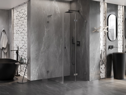 Mexen Lunar-F L cabine de douche pliante droite 70 x 70 cm, transparent, gris canon brossé - 836L-070-070-66-00-P
