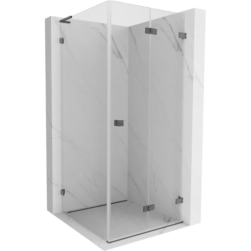 Mexen Lunar-F L cabine de douche pliante droite 80 x 80 cm, transparent, gris pistolet brossé - 836L-080-080-66-00-P