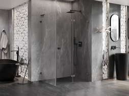 Mexen Lunar-F L cabine de douche pliante droite 85 x 80 cm, transparent, gris canon brossé - 836L-085-080-66-00-P