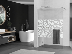 Mexen Kioto+ paroi de douche avec étagère Walk-in 100 x 200 cm, motif blanc, chrome - 800-100-121-01-85