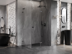 Mexen Lunar-F L cabine de douche pliante droite 100 x 80 cm, transparent, gris pistolet brossé - 836L-100-080-66-00-P