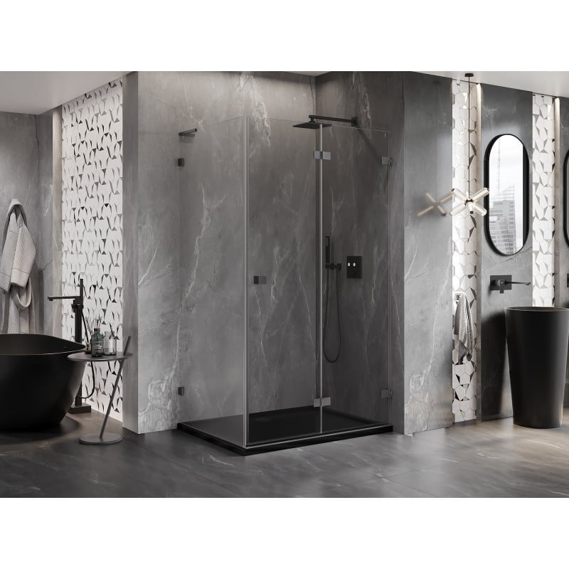 Mexen Lunar-F L cabine de douche pliante droite 95 x 90 cm, transparent, gris canon brossé - 836L-095-090-66-00-P