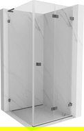 Mexen Lunar-F L cabine de douche pliable droite 100 x 100 cm, transparente, gris fusil brossé - 836L-100-100-66-00-P