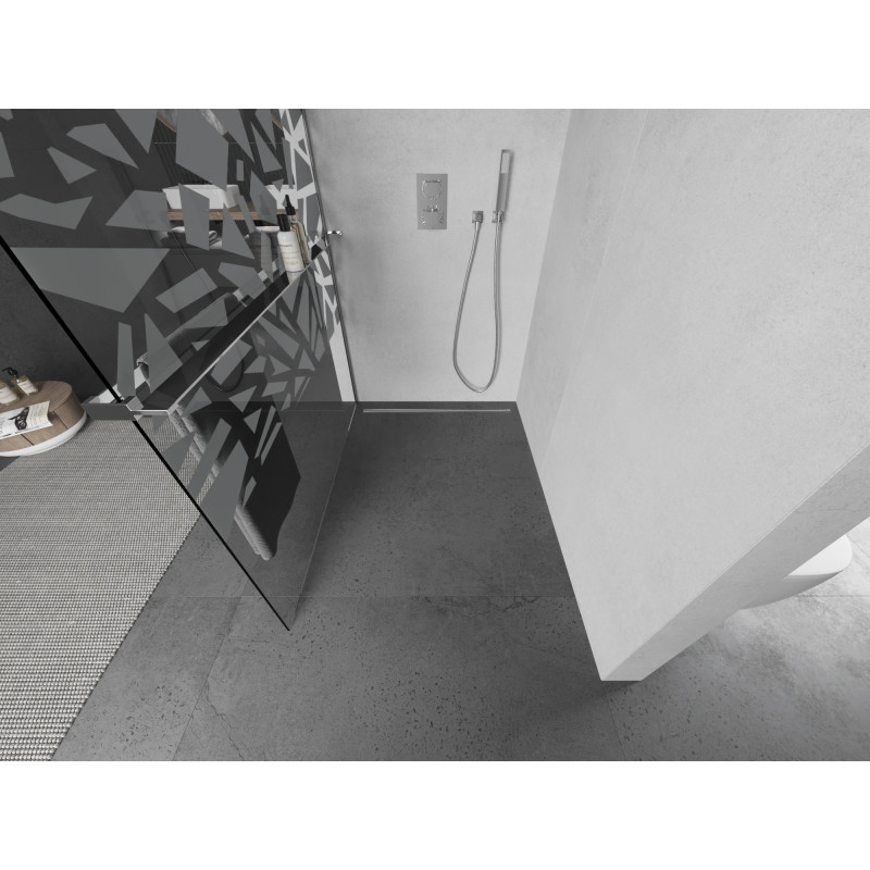 Mexen Kioto+ paroi de douche avec tablette Walk-in 130 x 200 cm, motif blanc, chromé - 800-130-121-01-85