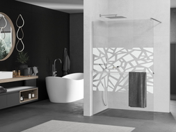 Mexen Kioto+ paroi de douche avec étagère Walk-in 130 x 200 cm, motif blanc, chrome - 800-130-121-01-85