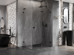 Mexen Lunar-F L cabine de douche pliante droite 100 x 70 cm, transparent, noir - 836L-100-070-70-00-P