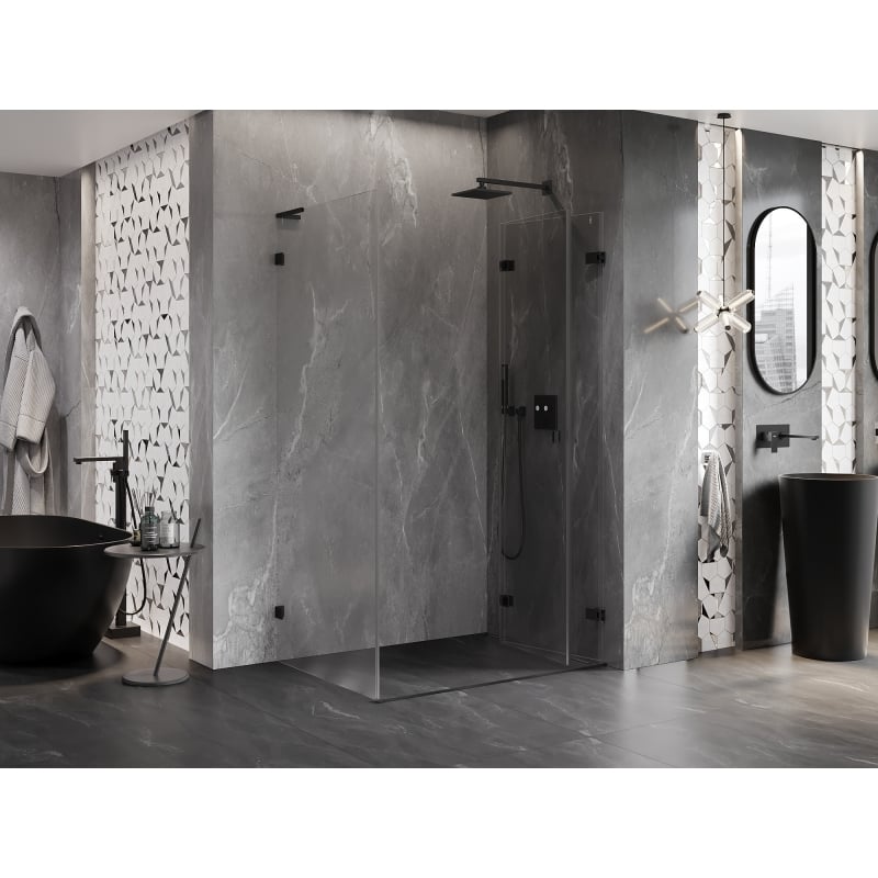 Mexen Lunar-F L cabine de douche pliante droite 90 x 80 cm, transparent, noir - 836L-090-080-70-00-P