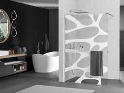 Mexen Kioto+ paroi de douche avec étagère Walk-in 90 x 200 cm, vague blanche, chrome - 800-090-121-01-97