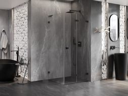Mexen Lunar-F L cabine de douche pliante droite 100 x 100 cm, transparent, noir - 836L-100-100-70-00-P