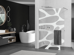 Mexen Kioto+ paroi de douche avec étagère Walk-in 120 x 200 cm, vague blanche, chromée - 800-120-121-01-97