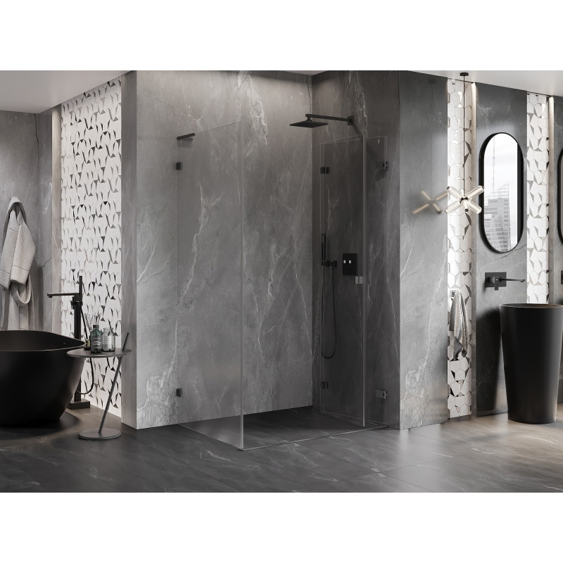 Mexen Lunar-F L cabine de douche pliante droite 95 x 80 cm, transparent, métal canon - 836L-095-080-95-00-P