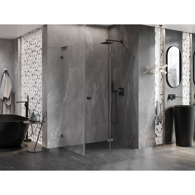 Mexen Lunar-F L cabine de douche pliante droite 95 x 80 cm, transparent, métal canon - 836L-095-080-95-00-P