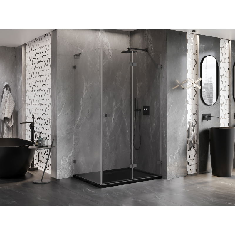Mexen Lunar-F L cabine de douche pliante droite 100 x 80 cm, transparent, gun metal - 836L-100-080-95-00-P