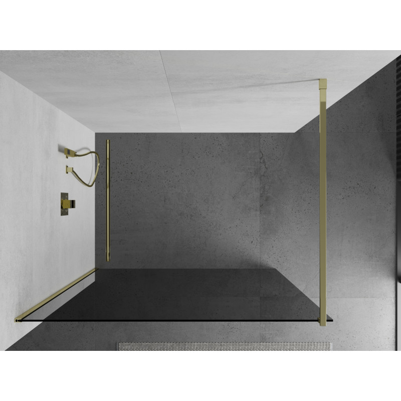 Mexen Kioto paroi de douche Walk-in 140 x 200 cm, graphite 8 mm, or - 800-140-101-50-40