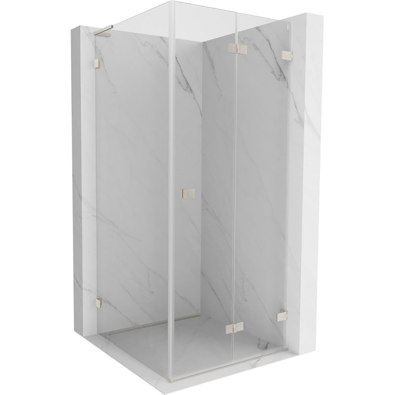 Mexen Lunar-F L cabine de douche pliable droite 80 x 80 cm, transparent, nickel brossé - 836L-080-080-97-00-P