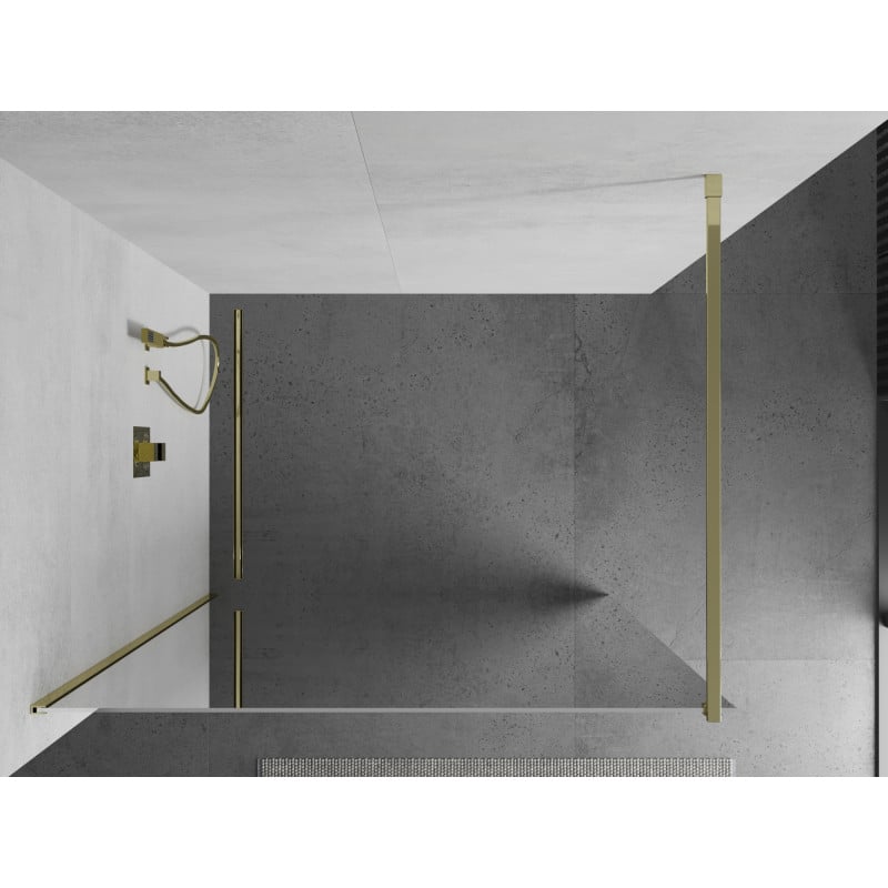 Mexen Kioto Paroi de douche Walk-in 130 x 200 cm, miroir 8 mm, or - 800-130-101-50-50