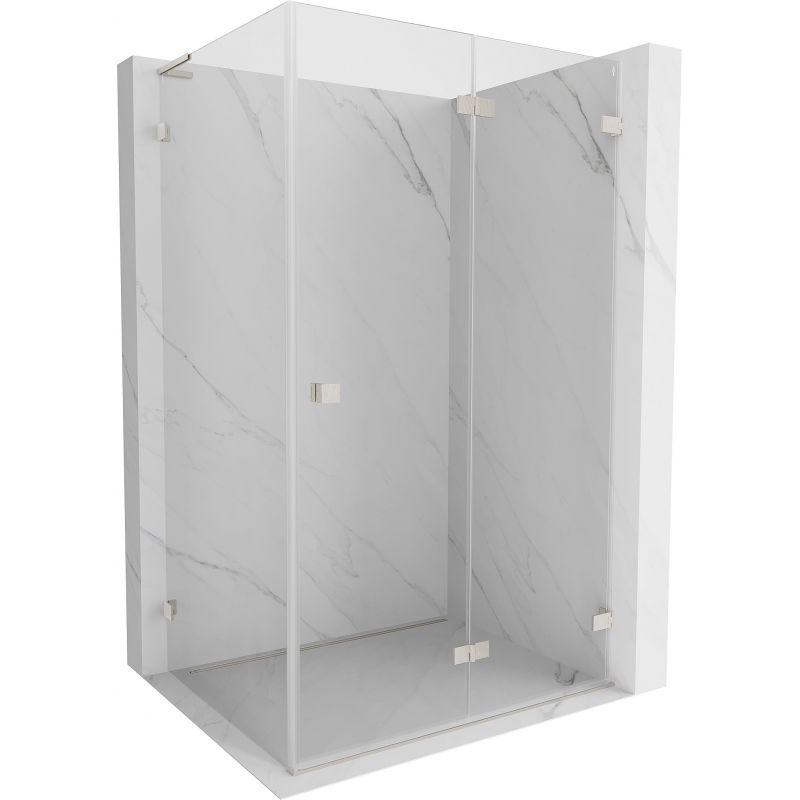Mexen Lunar-F L cabine de douche pliante droite 90 x 80 cm, transparent, nickel brossé - 836L-090-080-97-00-P