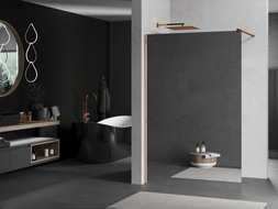 Mexen Kioto Paroi de douche Walk-in 140 x 200 cm, miroir 8 mm, or rose - 800-140-101-60-50