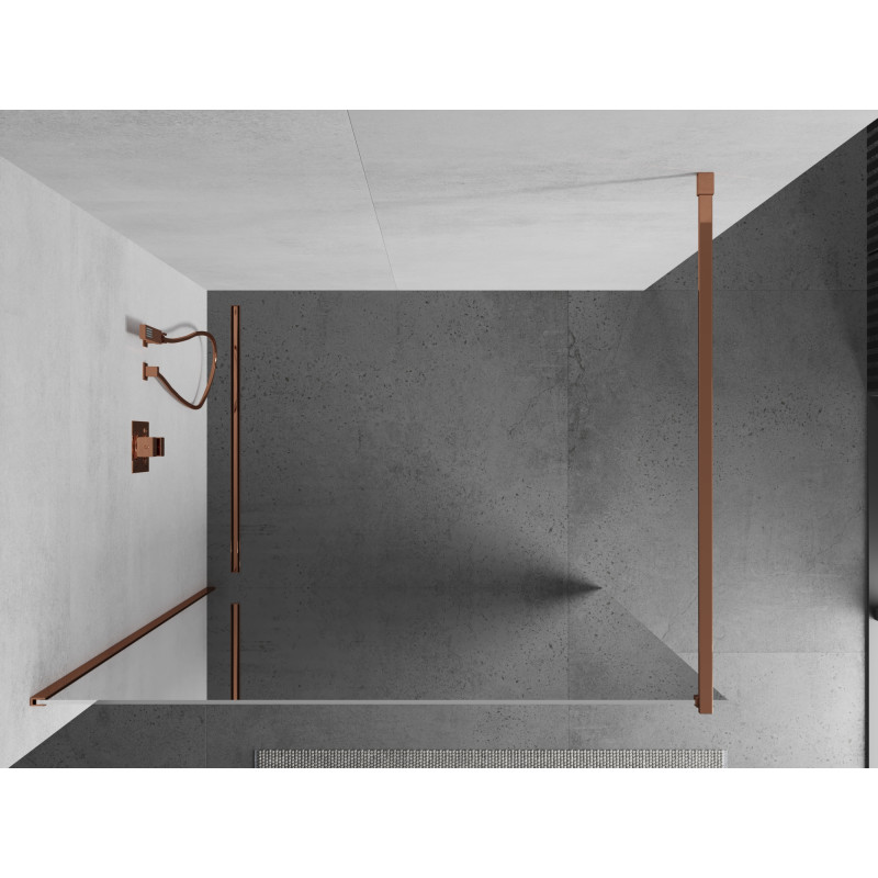 Mexen Kioto Paroi de douche Walk-in 140 x 200 cm, miroir 8 mm, or rose - 800-140-101-60-50