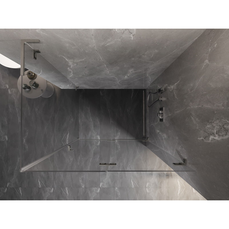 Mexen Lunar-F L cabine de douche pliante droite 95 x 90 cm, transparent, nickel brossé - 836L-095-090-97-00-P