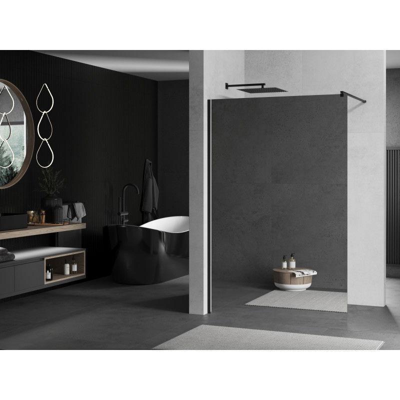 Mexen Kioto paroi de douche Walk-in 130 x 200 cm, miroir 8 mm, noir - 800-130-101-70-50