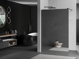 Mexen Kioto paroi de douche Walk-in 130 x 200 cm, miroir 8 mm, noir - 800-130-101-70-50