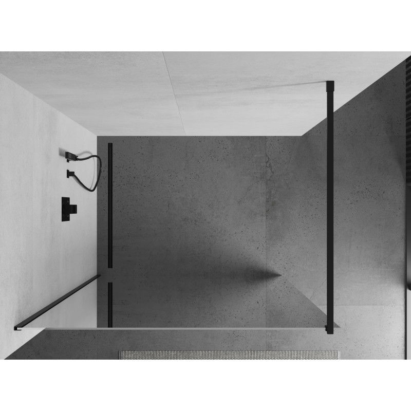 Mexen Kioto paroi de douche Walk-in 140 x 200 cm, miroir 8 mm, noir - 800-140-101-70-50