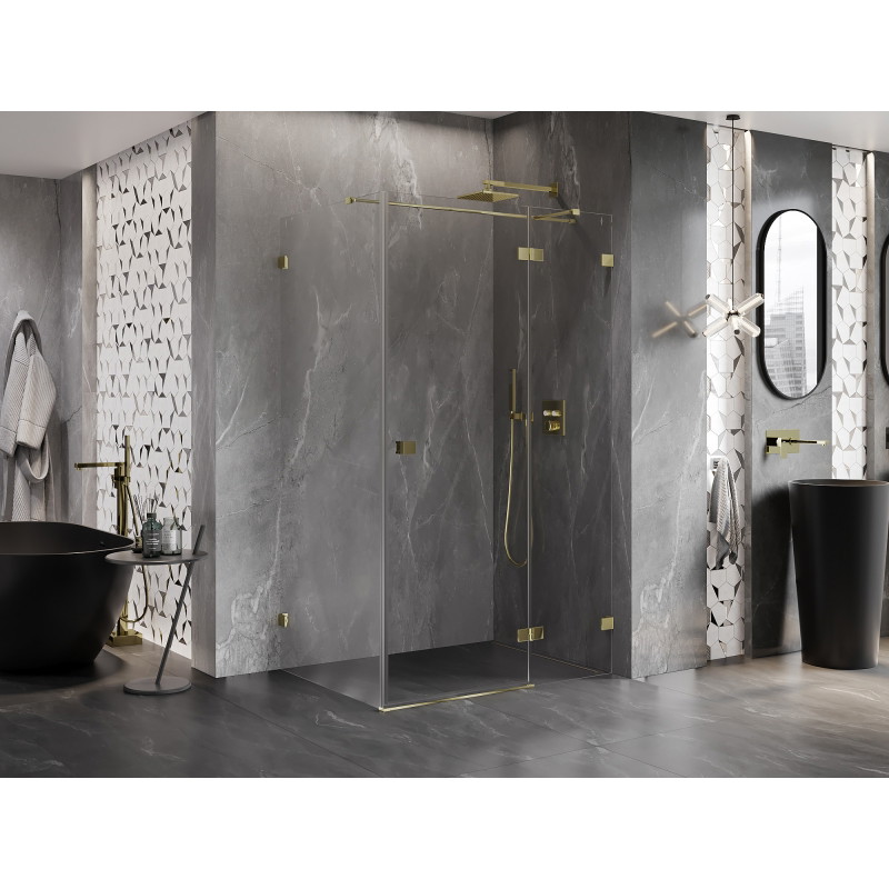 Mexen Lunar T cabine de douche pivotante droite 135 x 110 cm, transparent, or - 834T-135-110-50-00-P