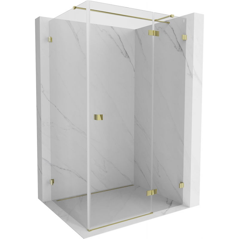 Cabine de douche battante droite Mexen Lunar T 140 x 110 cm, transparente, dorée - 834T-140-110-50-00-P