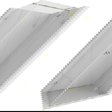 Cabine de douche battante droite Mexen Lunar T 140 x 110 cm, transparente, dorée - 834T-140-110-50-00-P
