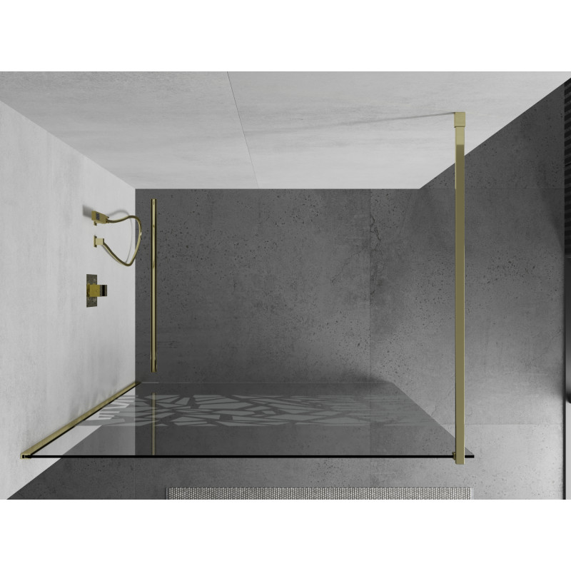 Mexen Kioto paroi de douche Walk-in 90 x 200 cm, motif blanc 8 mm, or - 800-090-101-50-85