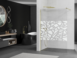 Mexen Kioto paroi de douche Walk-in 100 x 200 cm, motif blanc 8 mm, dorée - 800-100-101-50-85