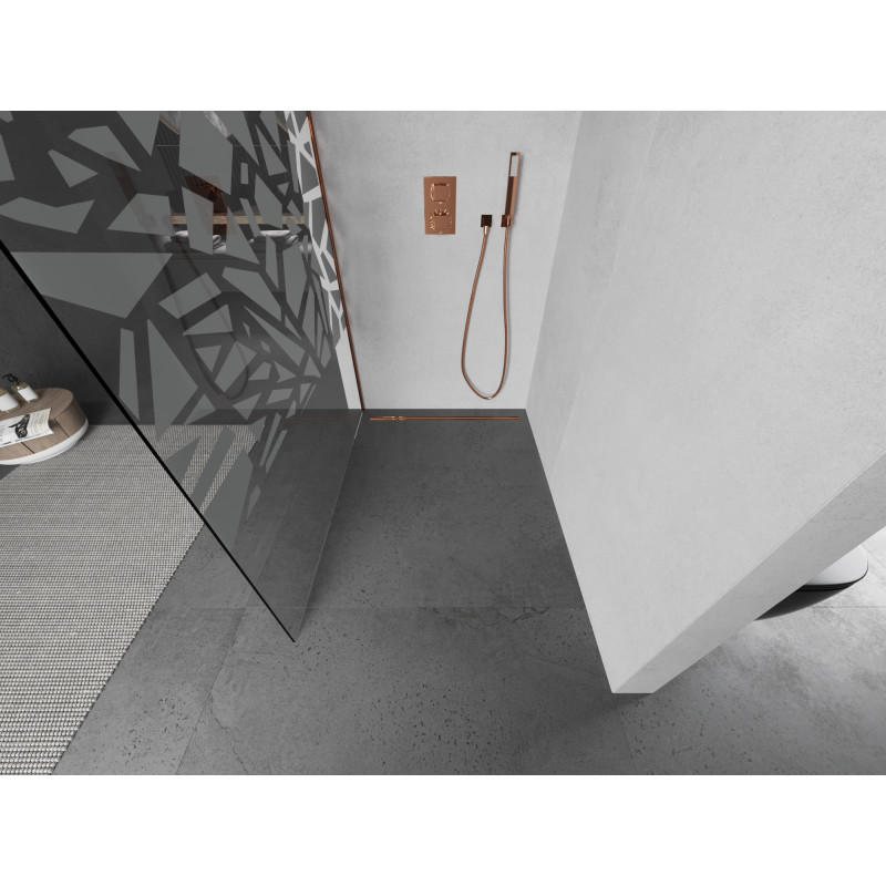 Mexen Kioto paroi de douche Walk-in 70 x 200 cm, motif blanc 8 mm, or rose - 800-070-101-60-85