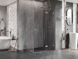Mexen Lunar T cabine de douche battante droite 115 x 100 cm, transparent, nickel brossé - 834T-115-100-97-00-P