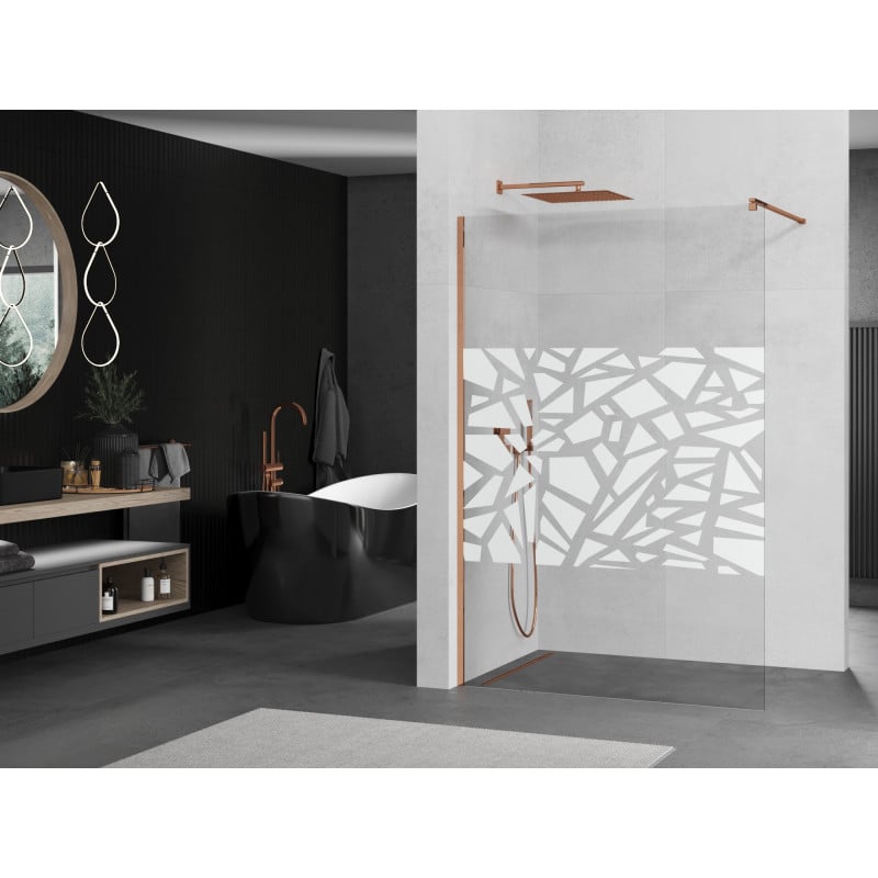 Mexen Kioto paroi de douche Walk-in 110 x 200 cm, motif blanc 8 mm, or rose - 800-110-101-60-85