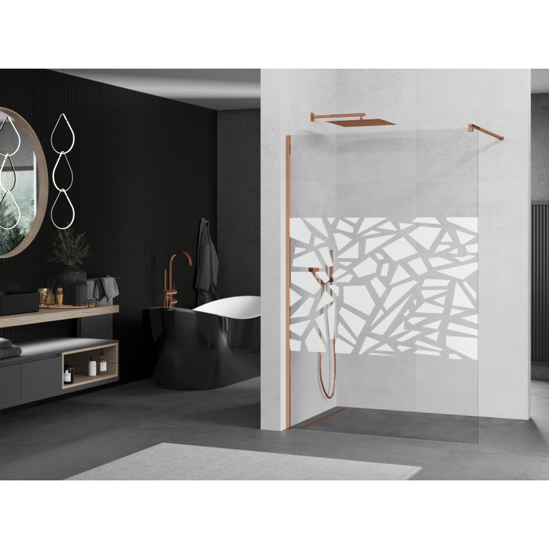 Mexen Kioto Paroi de douche Walk-in 120 x 200 cm, motif blanc 8 mm, or rose - 800-120-101-60-85
