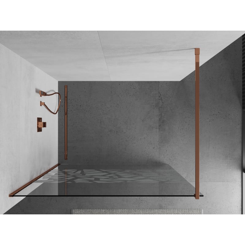 Mexen Kioto Paroi de douche Walk-in 120 x 200 cm, motif blanc 8 mm, or rose - 800-120-101-60-85