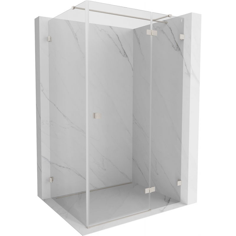Mexen Lunar T cabine de douche battante droite 140 x 100 cm, transparent, nickel brossé - 834T-140-100-97-00-P