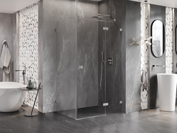 Mexen Lunar T cabine de douche pivotante droite 140 x 100 cm, transparent, nickel brossé - 834T-140-100-97-00-P