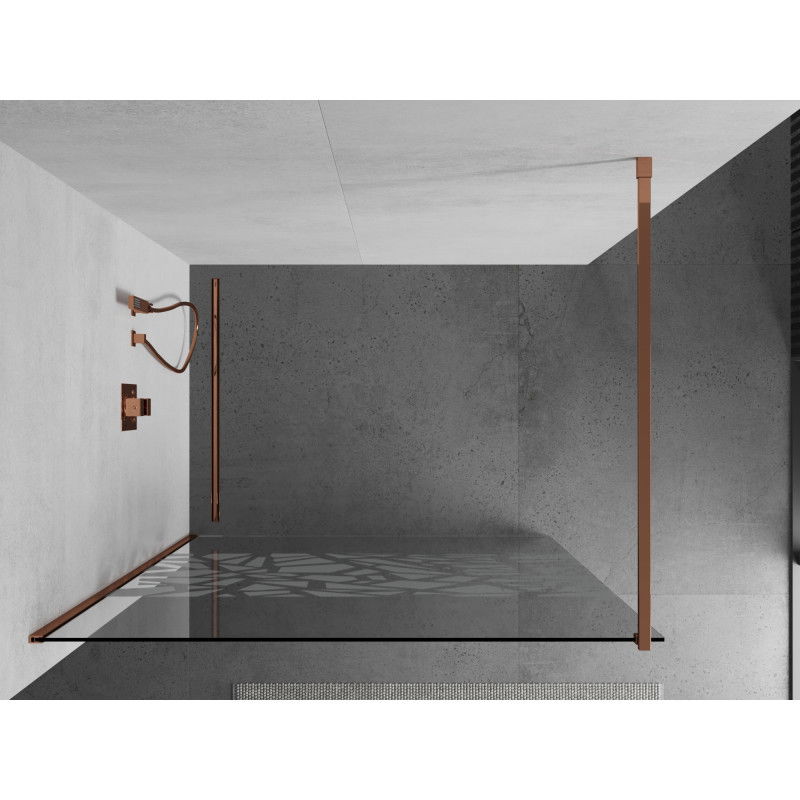 Mexen Kioto paroi de douche Walk-in 130 x 200 cm, motif blanc 8 mm, or rose - 800-130-101-60-85