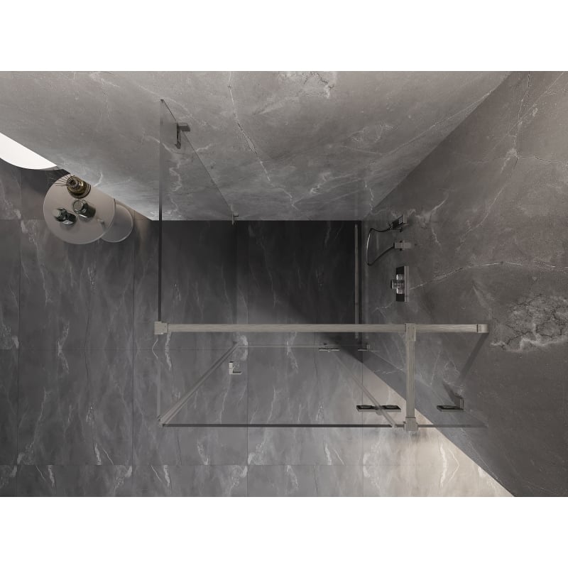 Mexen Lunar T cabine de douche pivotante droite 110 x 110 cm, transparent, nickel brossé - 834T-110-110-97-00-P