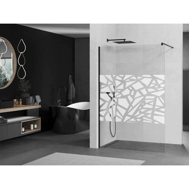 Mexen Kioto paroi de douche Walk-in 70 x 200 cm, motif blanc 8 mm, noir - 800-070-101-70-85